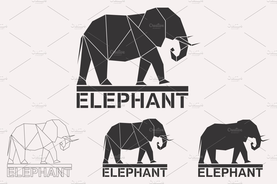 Elephant logo set preview image.