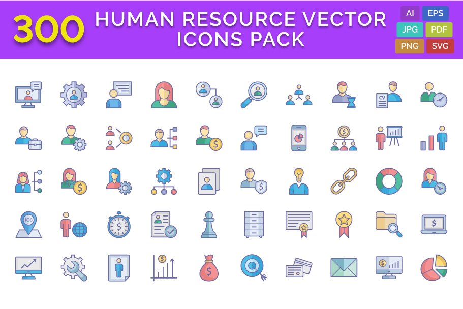 Human Resource Vector icon pack cover image.