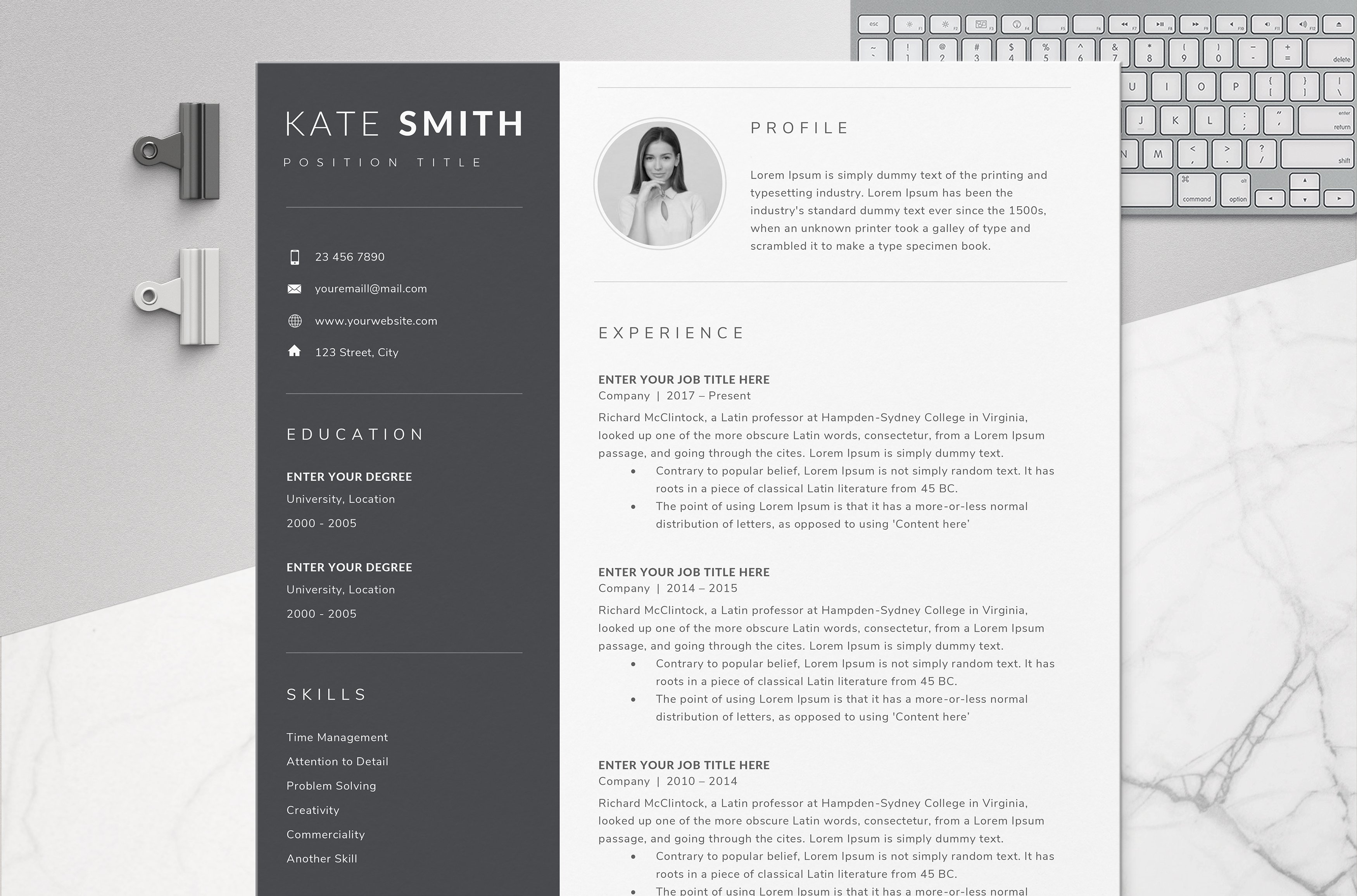 Resume Template / CV (One Page) cover image.