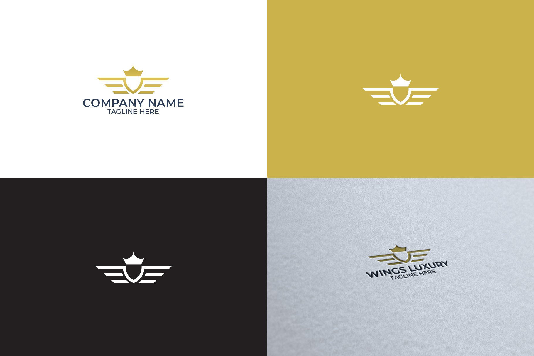 Wings Luxury Logo Design preview image.