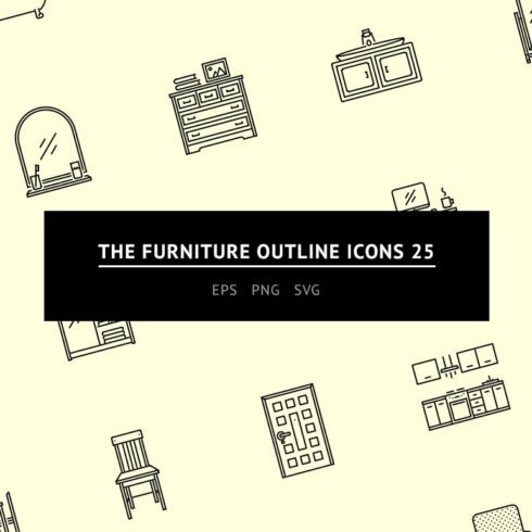 The Furniture Outline Icons 25 cover image.