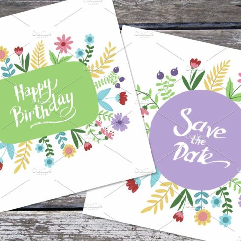 Greeting card or invitation. Vector cover image.