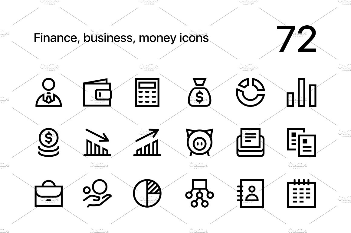 Finance and Money Line Icons Set preview image.