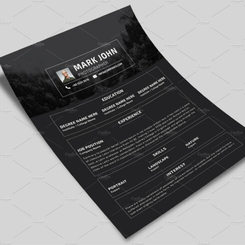 Black and white resume template.
