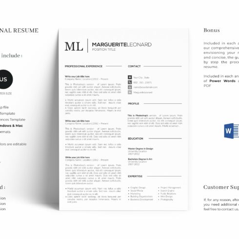 Resume compatible with Word & Pages cover image.