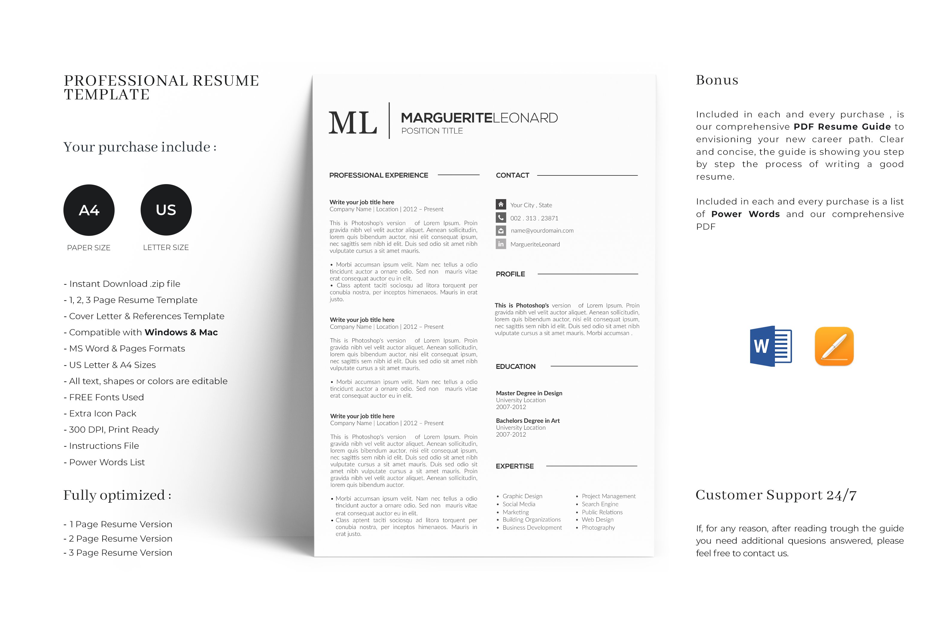 Resume compatible with Word & Pages cover image.