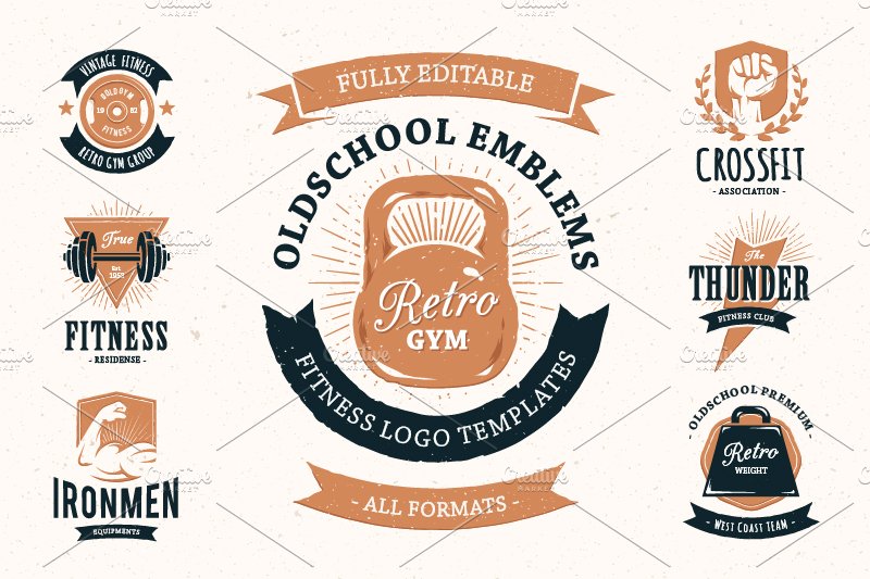 Retro Gym | Logo Templates cover image.