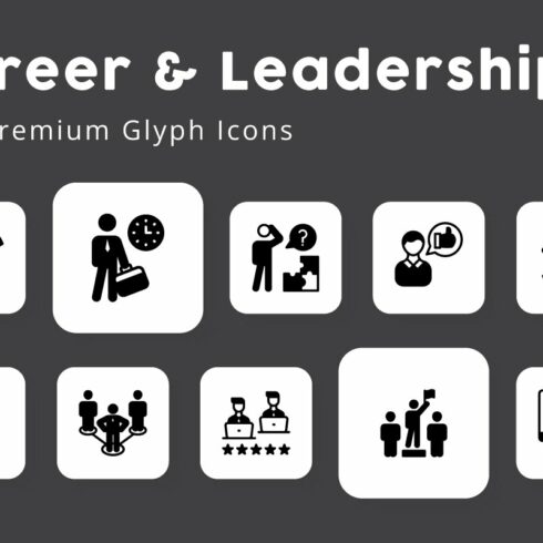 Career and Leadership Glyph Icons cover image.