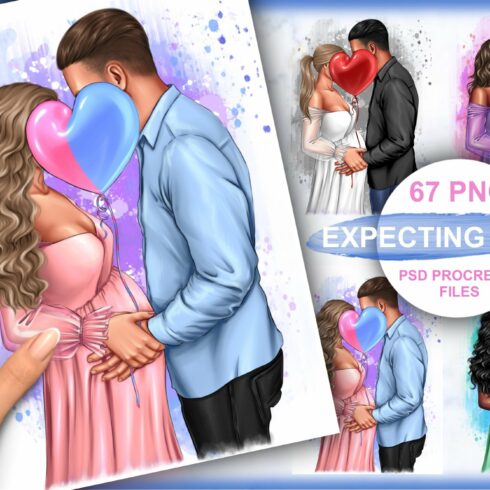Couple clipart,Pregnant girl clipart cover image.