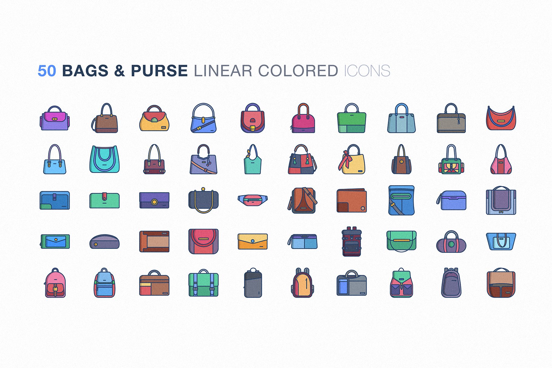 Bag and purse icon set preview image.