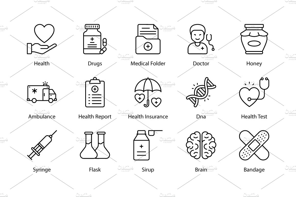 Medical and Heath icons preview image.
