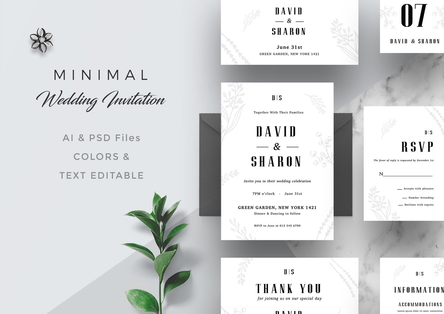 Minimal Wedding Invitation Suite cover image.