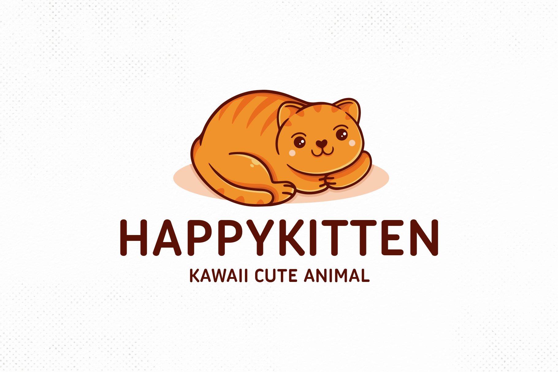 Cute Kawaii Cat Logo Template preview image.