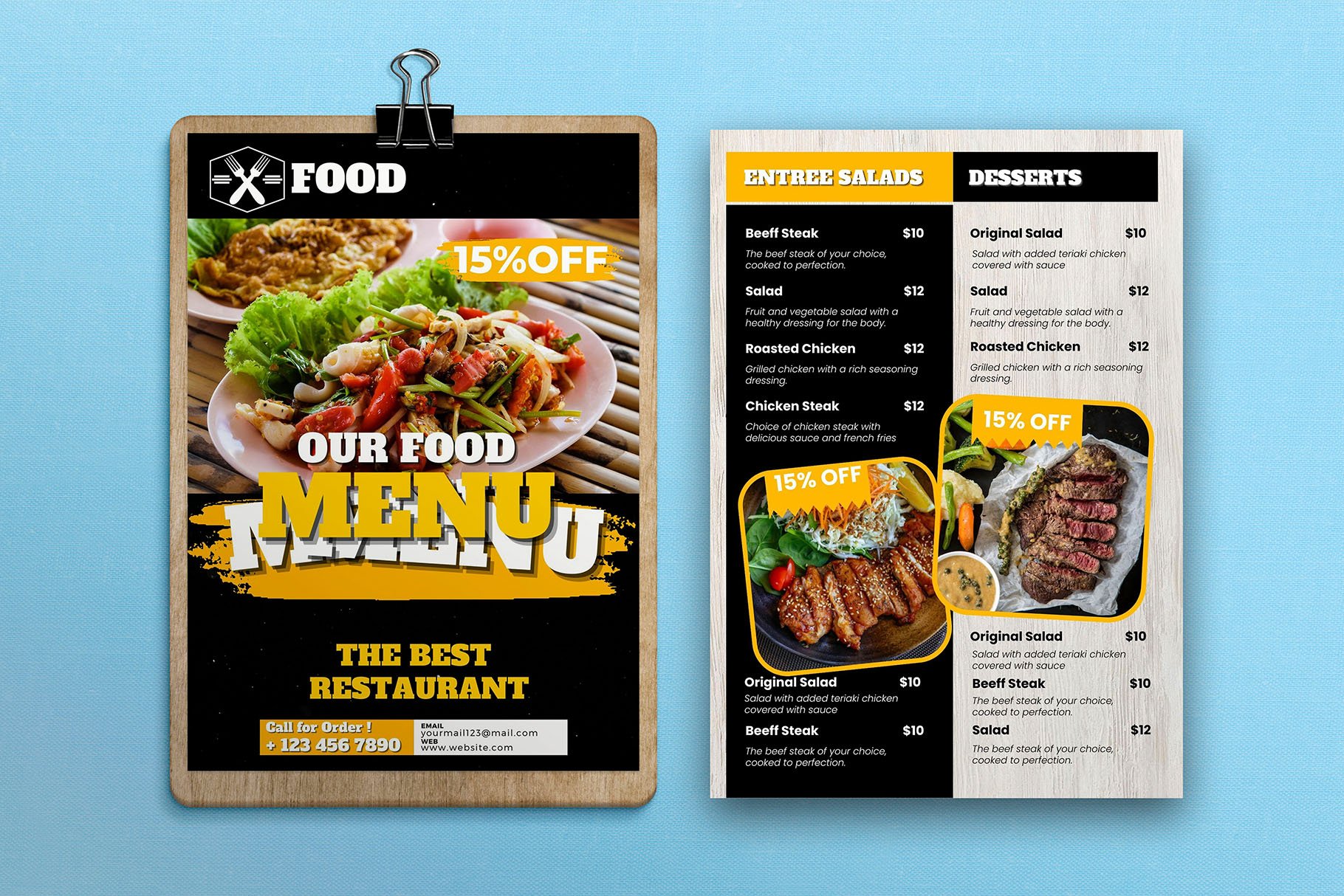 Fast Food Menu Free Poster Template for Photoshop and Illustrator!