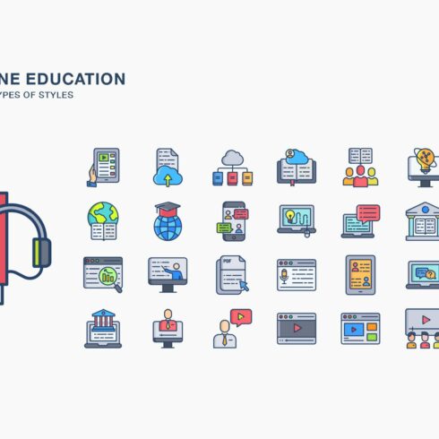 Online Education icon set cover image.