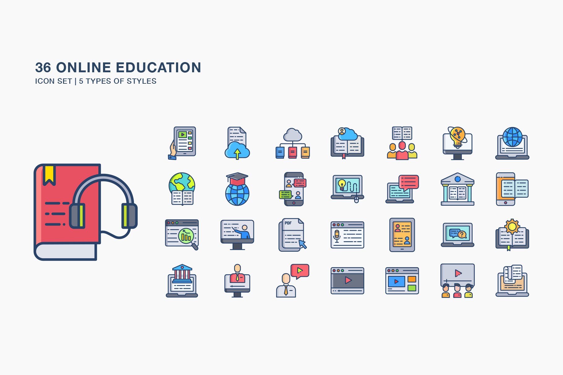 Online Education icon set cover image.