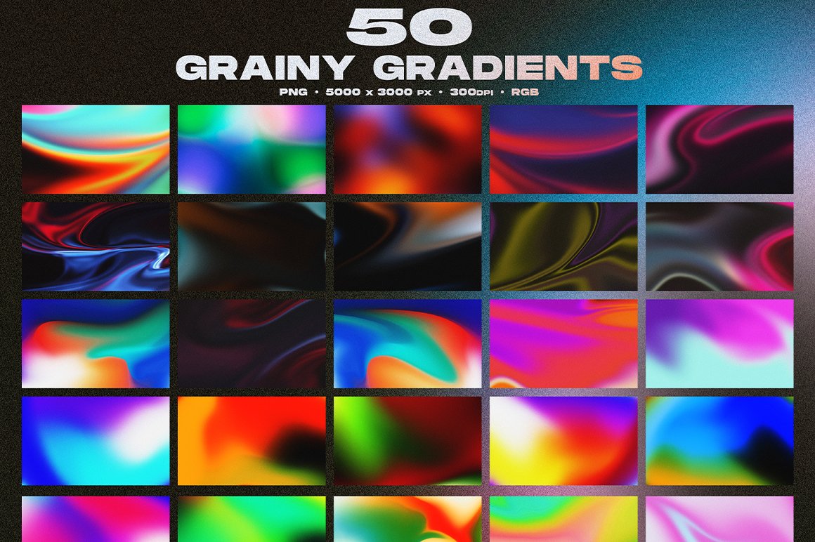 50 Grainy gradients Textures Vol.1 preview image.