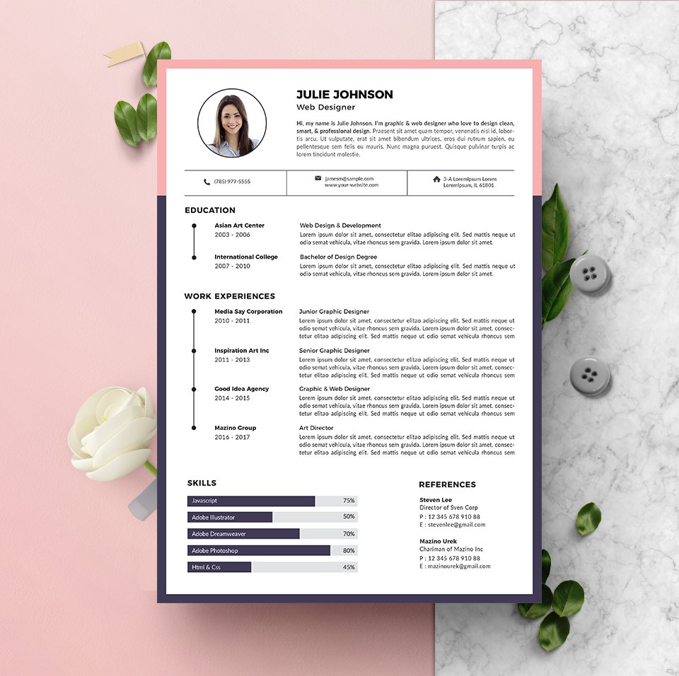 Modern Resume & CV Template preview image.