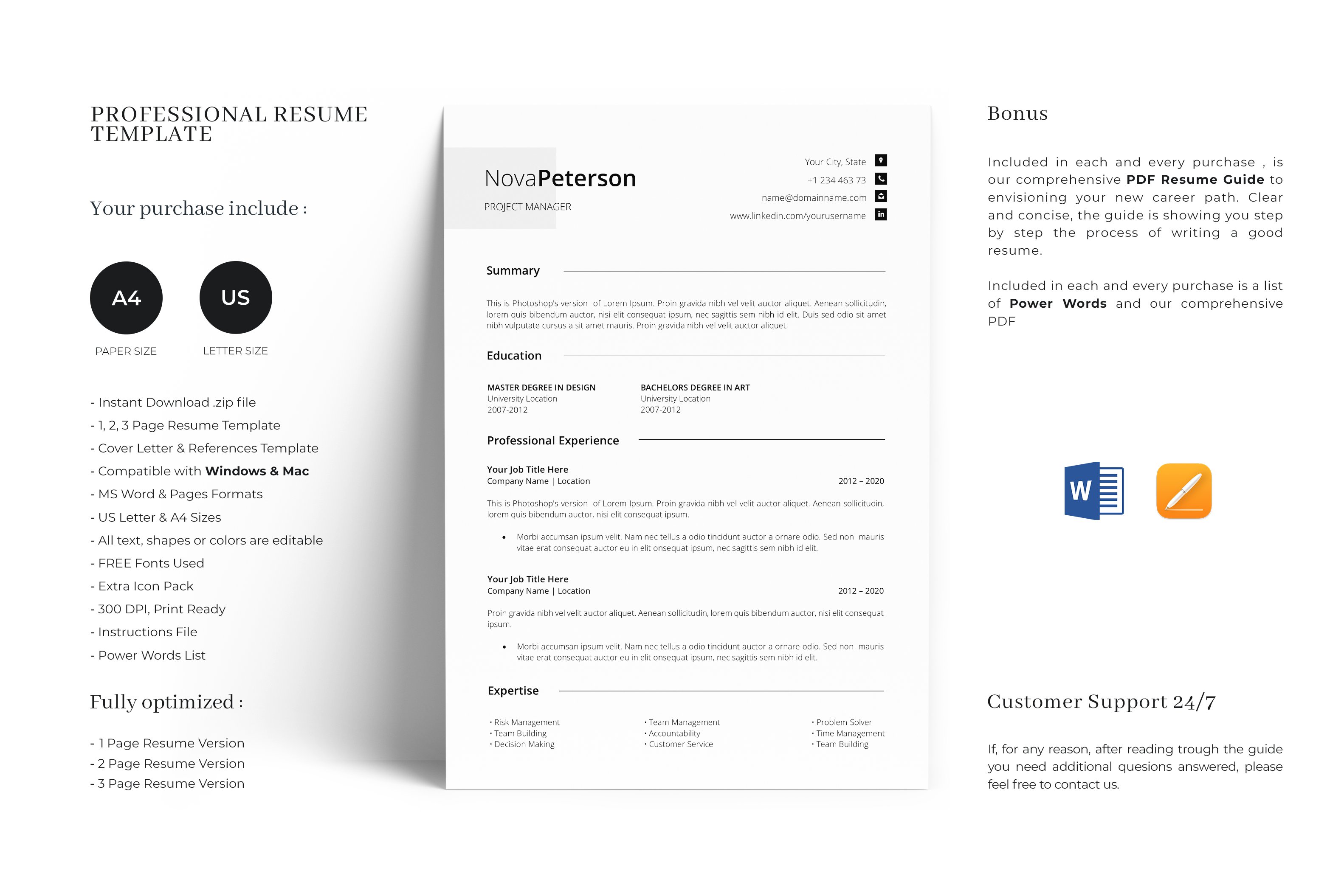 Minimal Resume Design Template cover image.