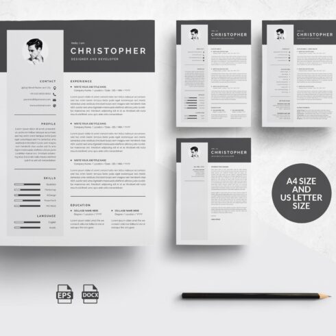 3 Pages Modern Resume Template/CV cover image.