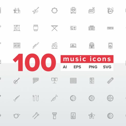 100 music icons cover image.