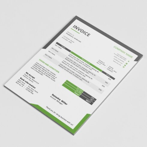 MS Word business invoice template cover image.