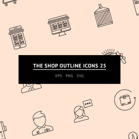 The Shop Outline Icons 25 cover image.