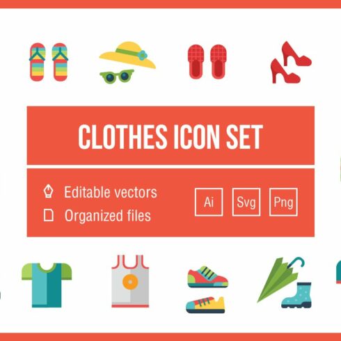 Clothes icon set cover image.