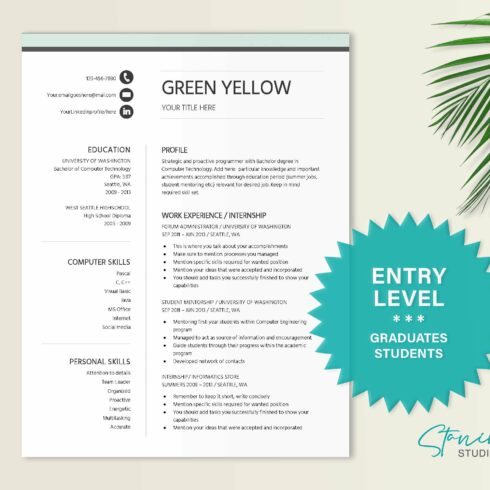 Resume Template Entry Level cover image.