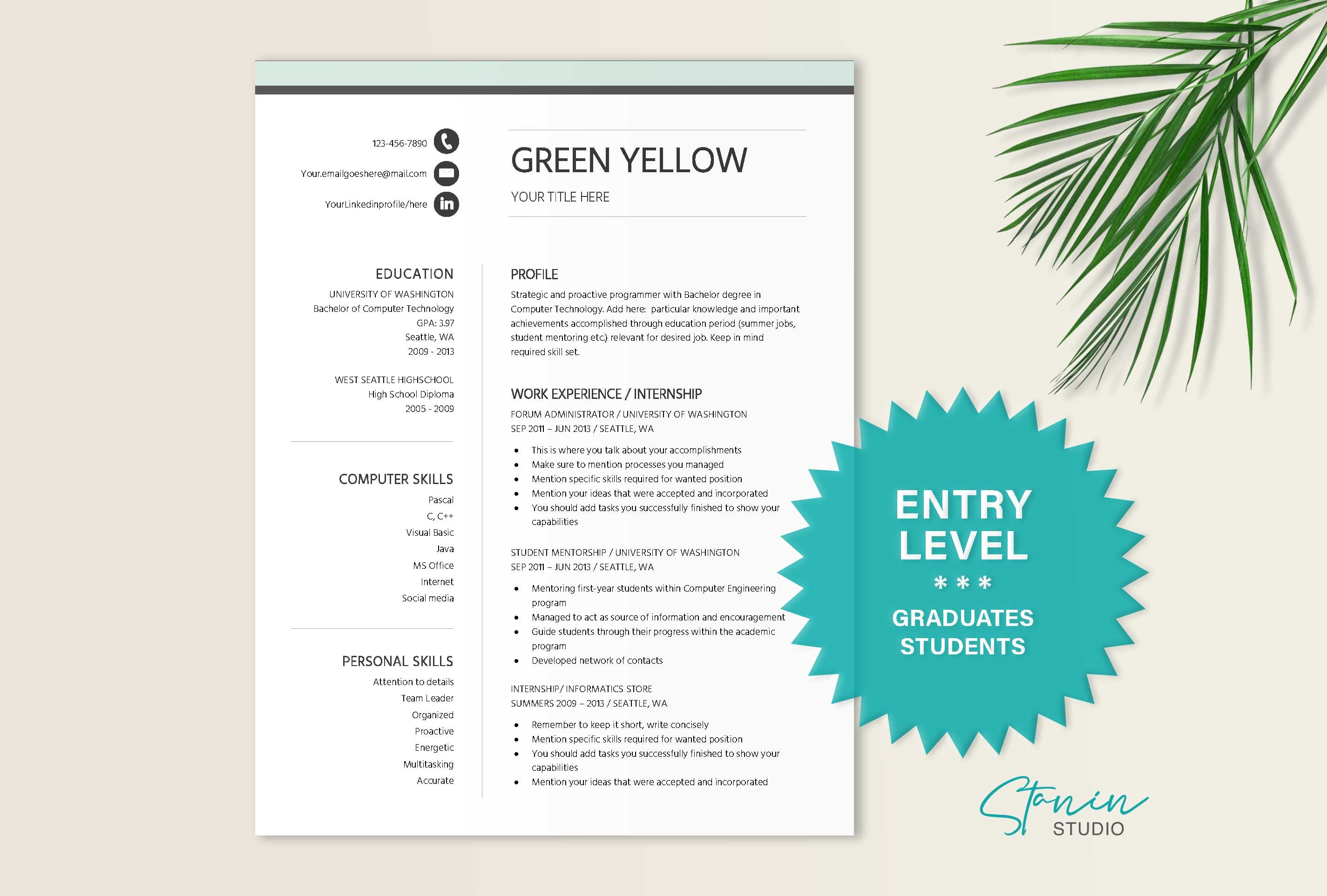Resume Template Entry Level cover image.