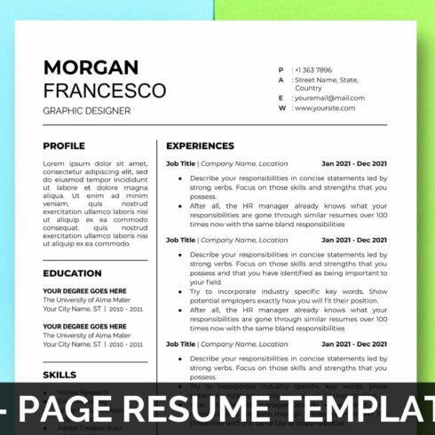 Google Docs Resume Template | 1 Page cover image.