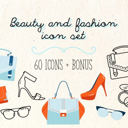 Beaty and Fashion icon set +Bonus cover image.