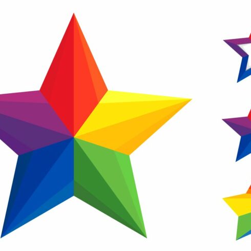 Vector colorful star logo set cover image.