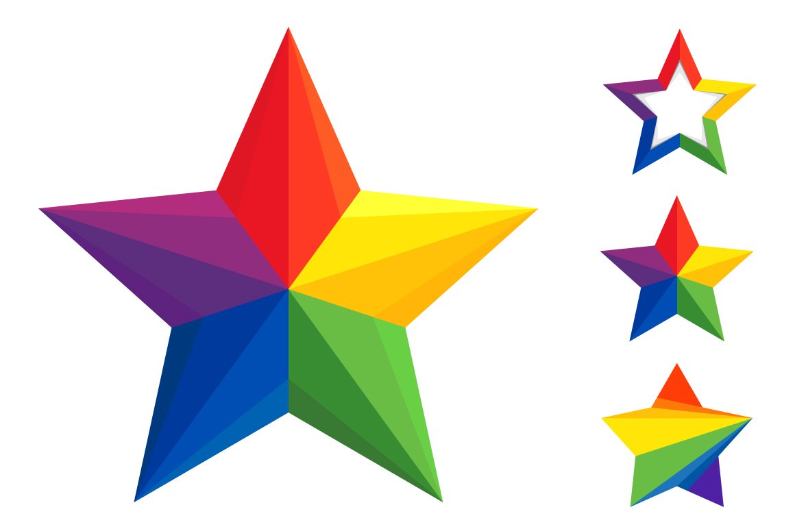 Vector colorful star logo set cover image.