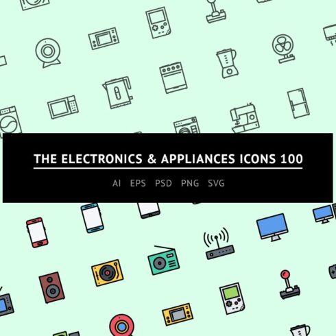 The Electronics&Appliances Icons 100 cover image.