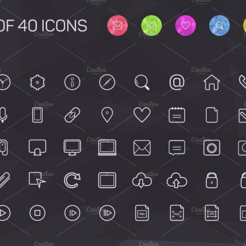 Thin line icons for Web and Mobile cover image.