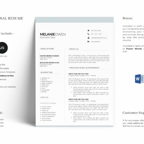 Customizable 5 Page Resume Template cover image.
