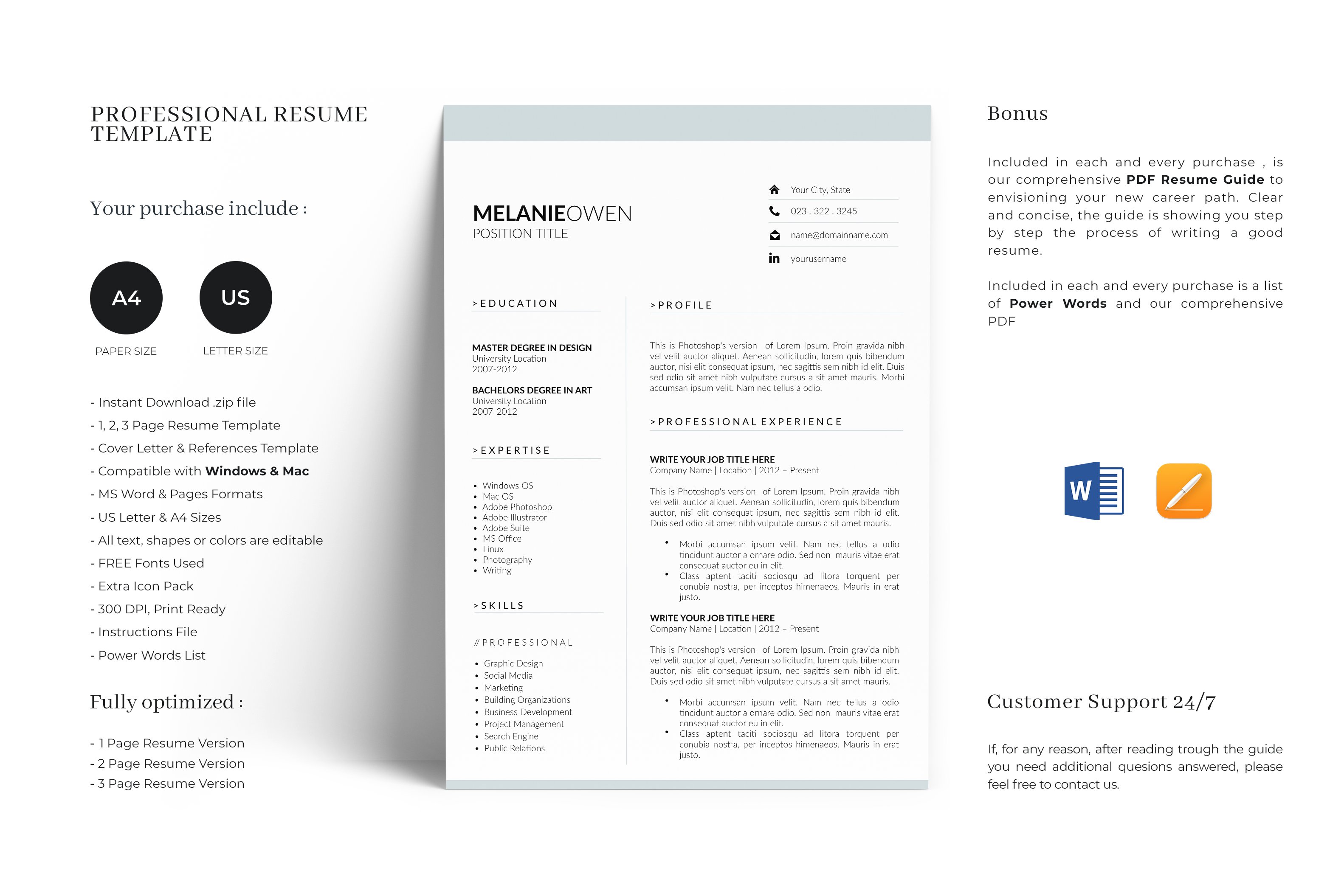 Customizable 5 Page Resume Template cover image.