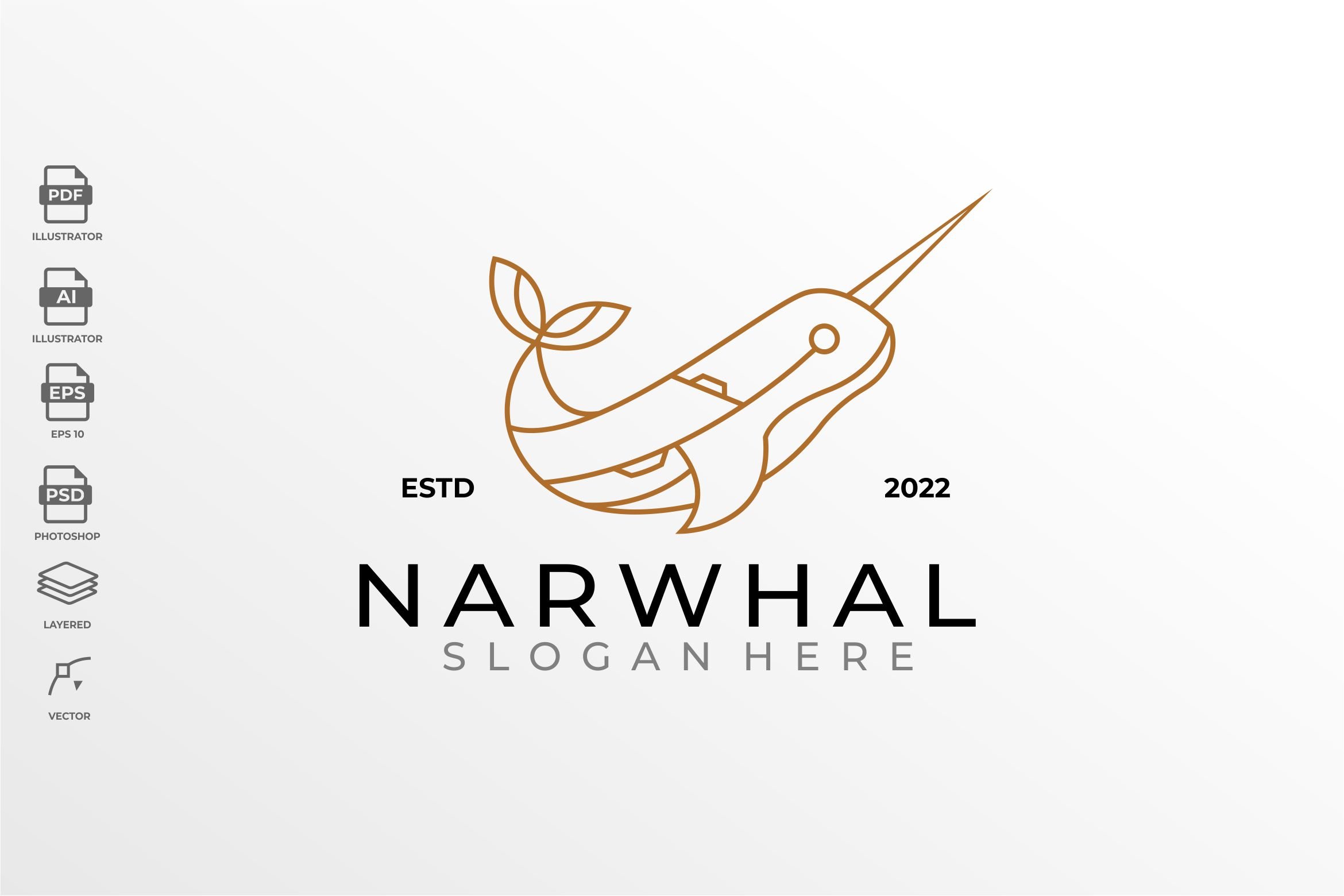 Lineart Geometric Narwhal Logo cover image.