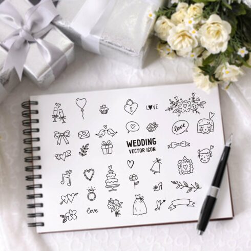 Vector Set of Sketch Weddings Icons cover image.
