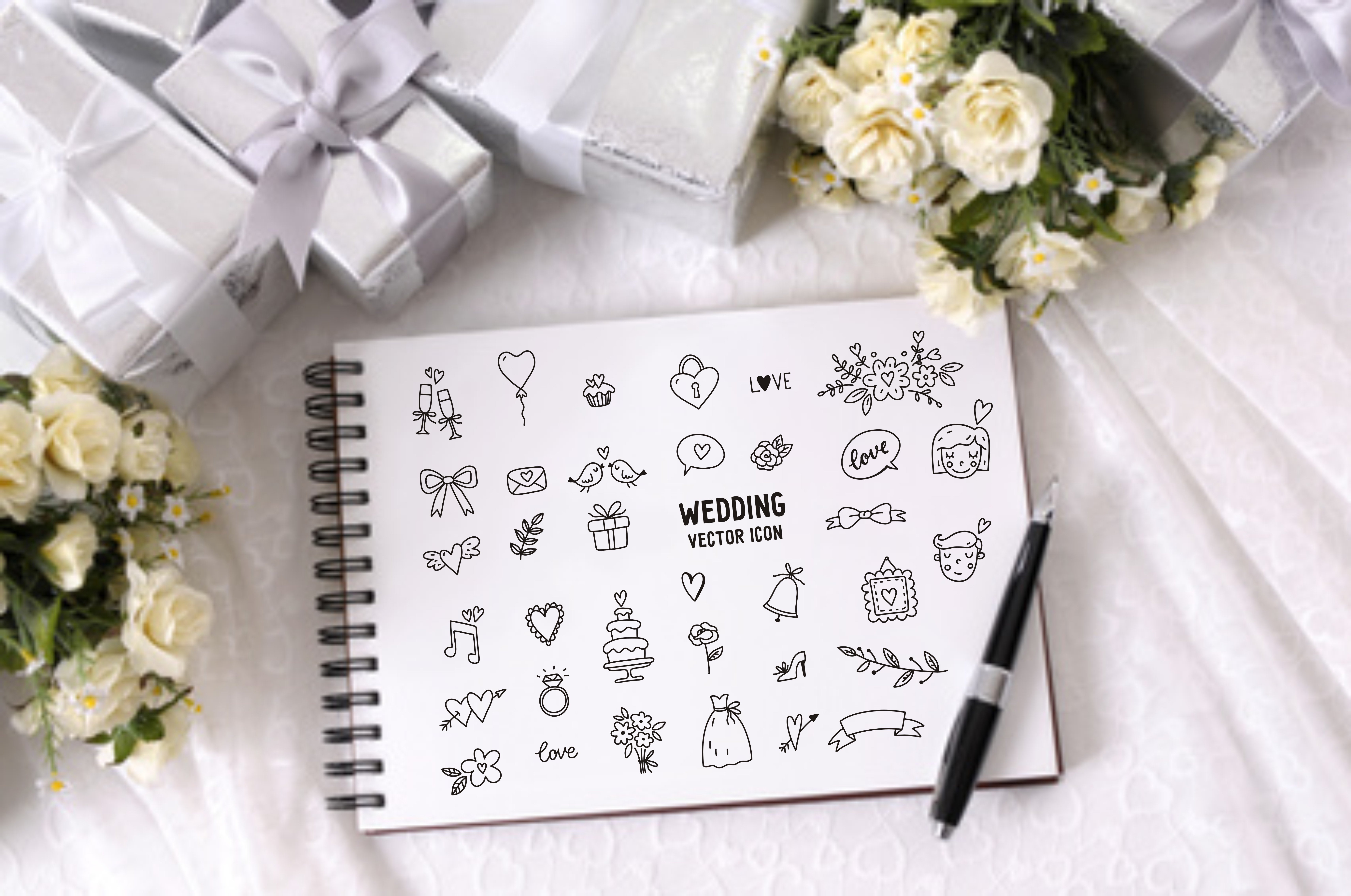 Vector Set of Sketch Weddings Icons cover image.