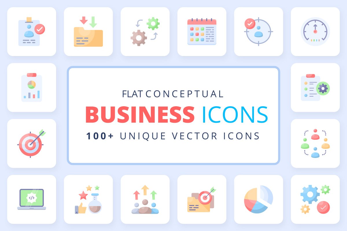 Business Icons Flat Vectors cover image.