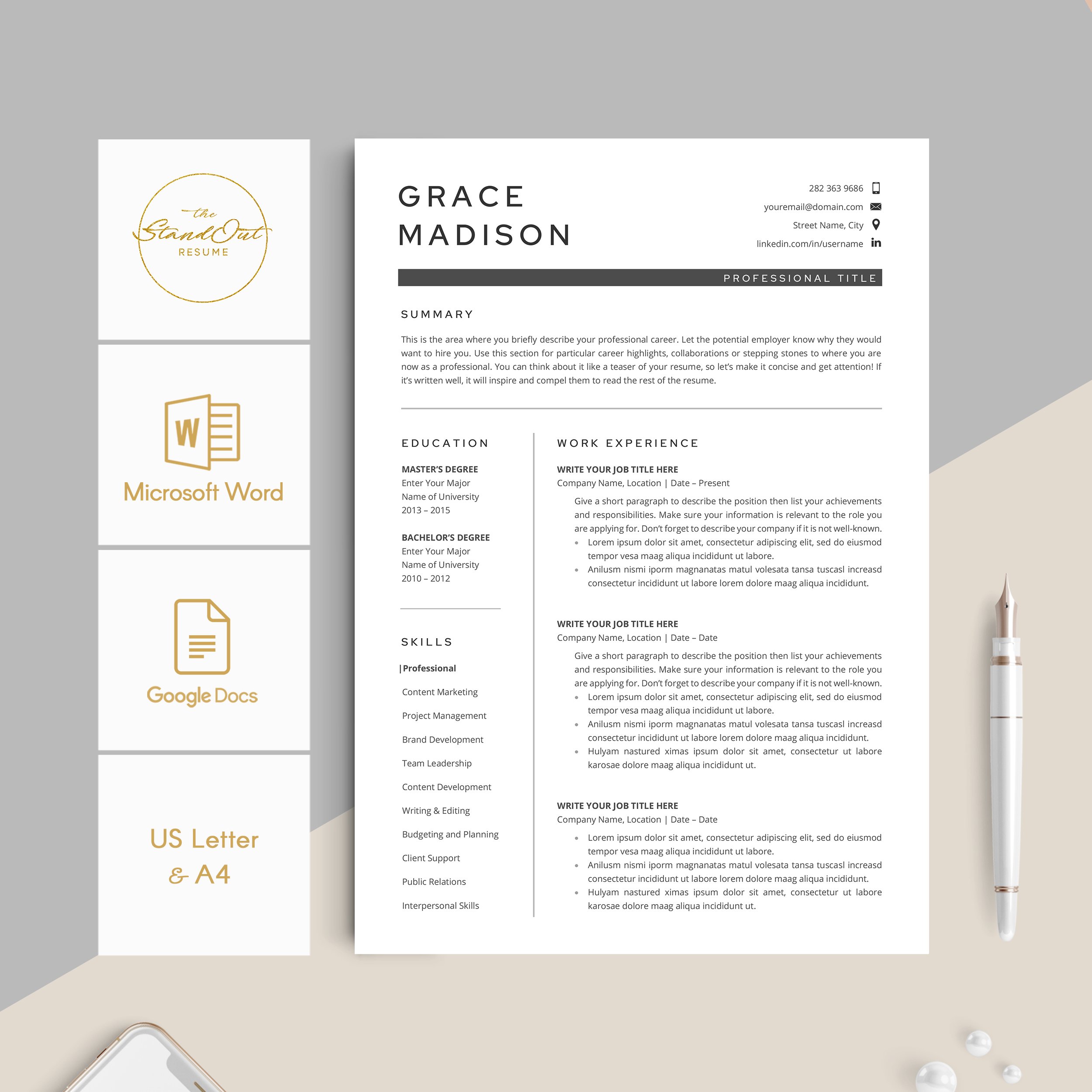 Resume/CV Template - GRACE preview image.