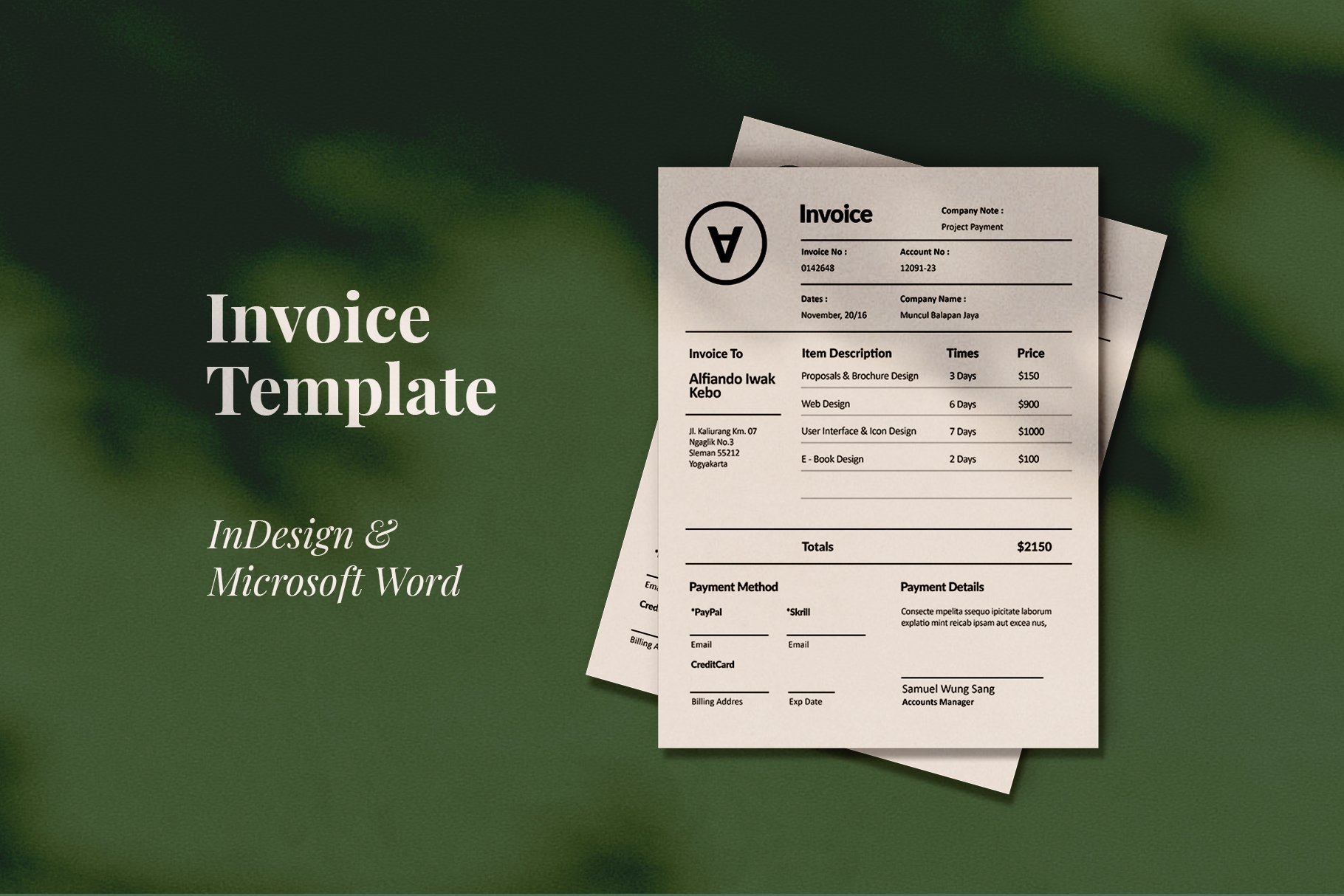 Polem Invoice Template (Indd+MsWord) cover image.