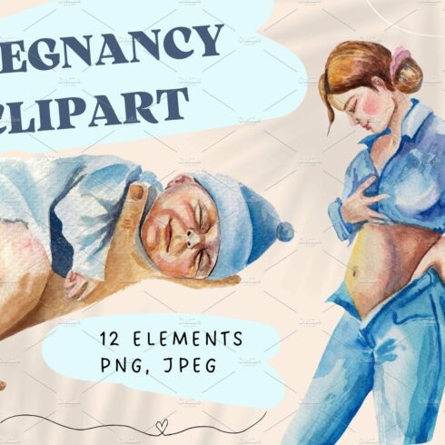 Motherhood.Pregnancy klipart. cover image.