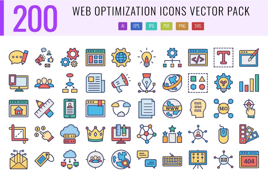 Web Optimization Vector Icons Pack cover image.