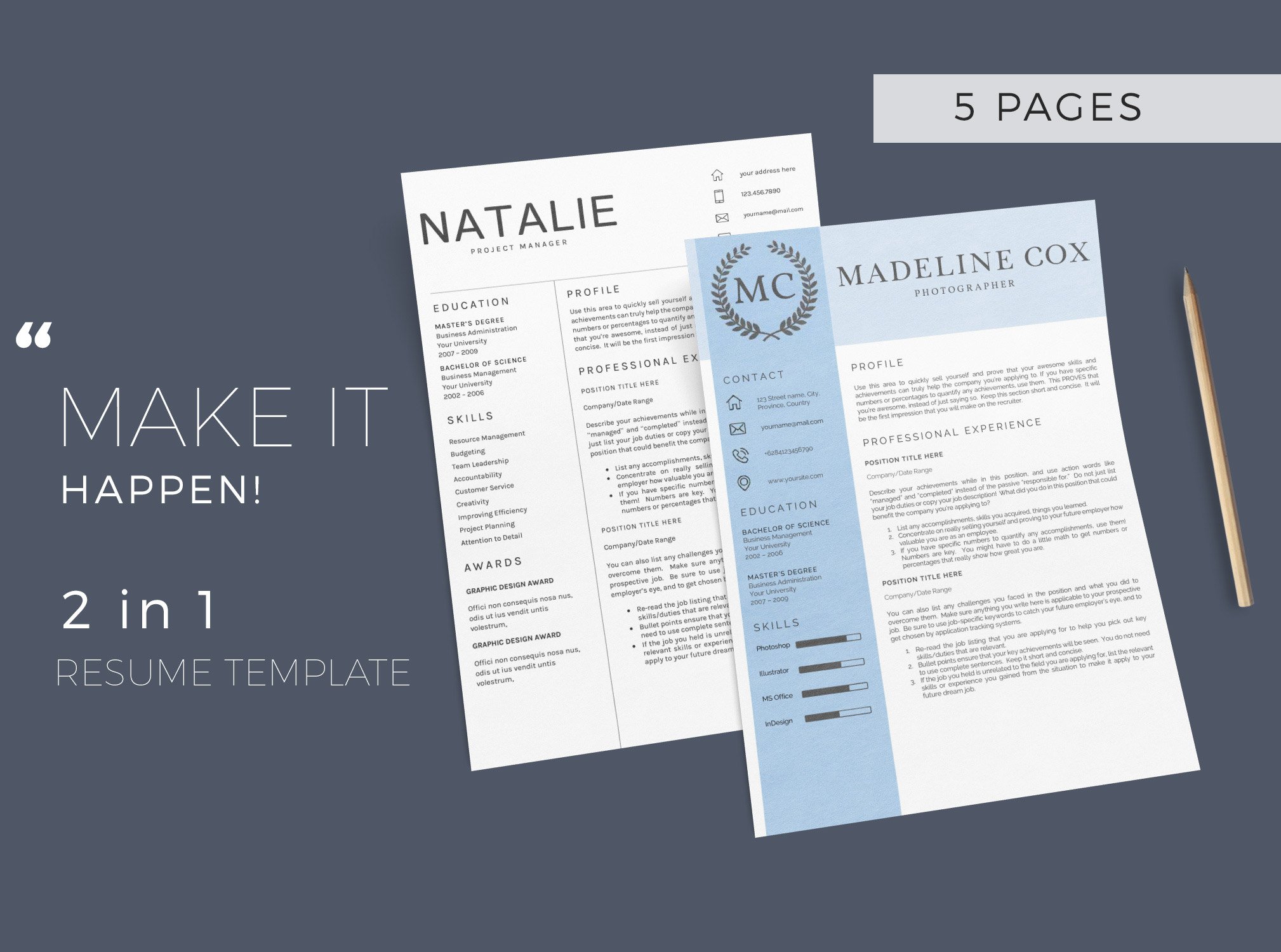 Resume Template 5 Pages/CV cover image.