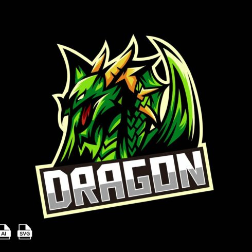 Dragon mascot Gaming esport logo cover image.