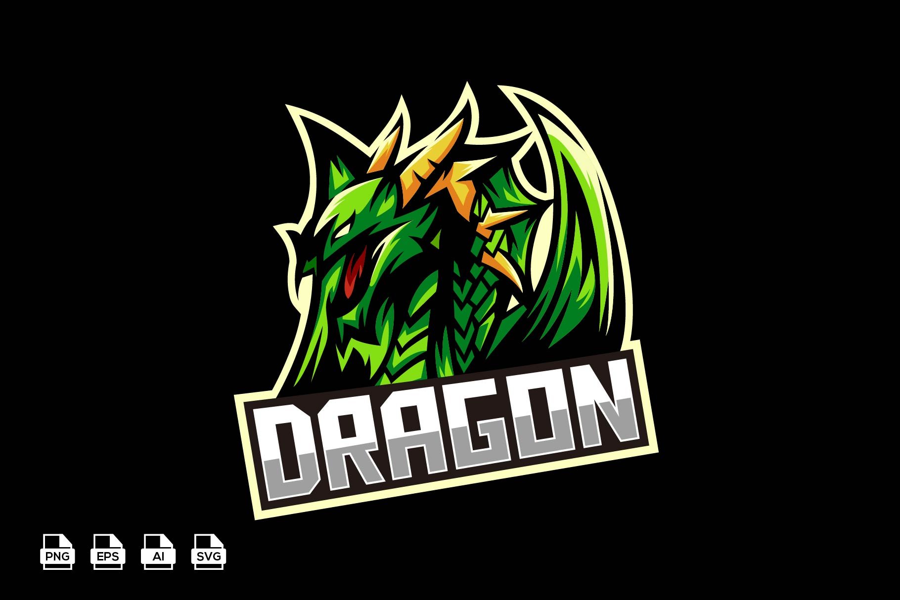 Dragon mascot Gaming esport logo cover image.