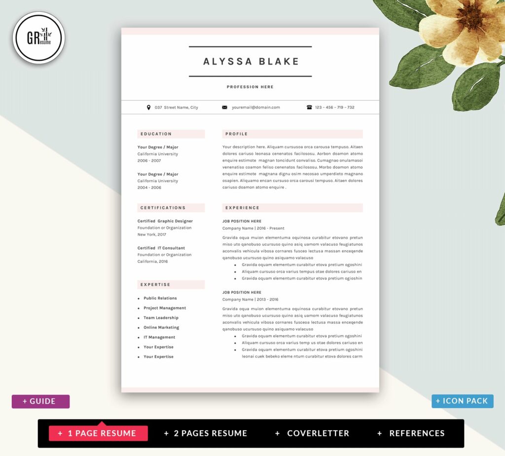 CV Resume Template for Word – MasterBundles